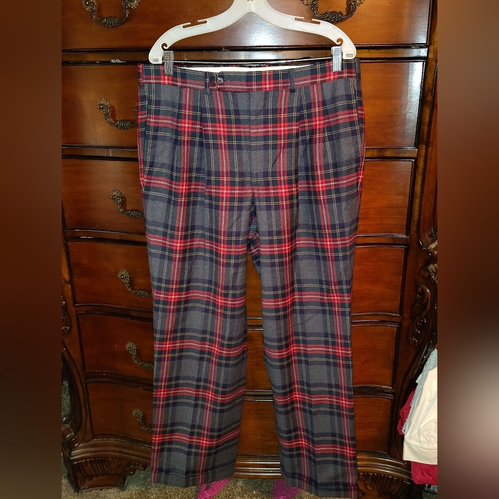 Vtg Corbins Men's Wool Blend Plaid Pants